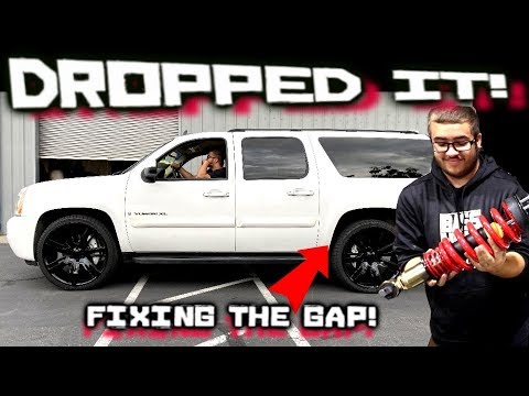 the perfect drop! Lowering the GMC Yukon XL - fender Gap FIXED! Belltech Suspension