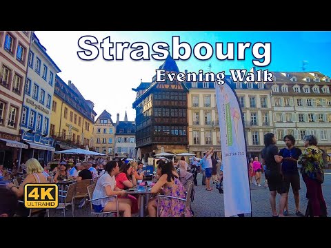 Strasbourg, France - Evening Walk (4K UHD)