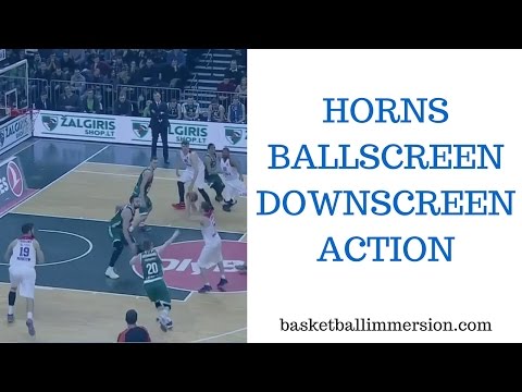 Horns Basketball Offense: Ball Screen Down Screen Action