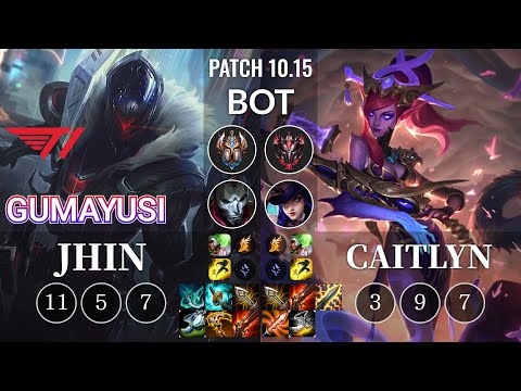 T1 Gumayusi Jhin vs Caitlyn Bot - KR Patch 10.15