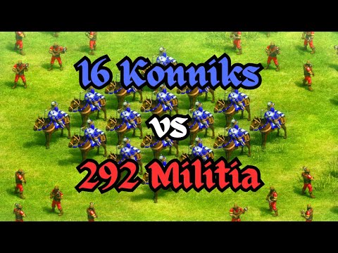 Can 16 Konniks defeat 292 Militia? | Age of Empires 2 (AoE2)