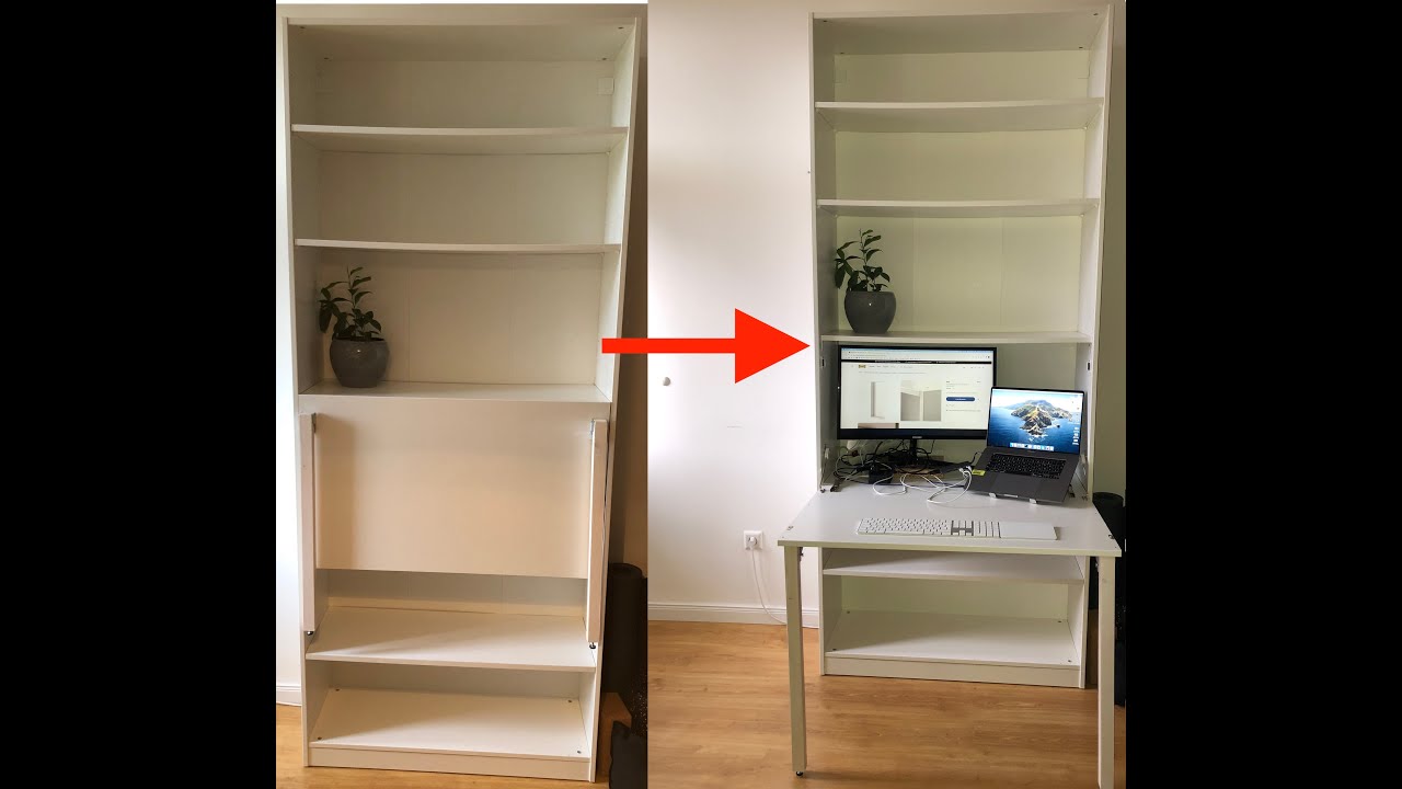 DIY IKEA hack: large folding desk / bookshelf from IKEA PAX