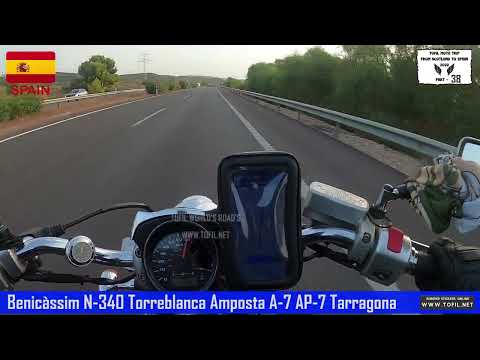 #38 Benicàssim N-340 Torreblanca Amposta A-7 AP-7 Tarragona  SPAIN 2022 Helmet Cam Motorcycle Trip