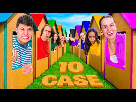 WE SURVIVE IN 10 CARDBOARD HOUSES IN YOUR COLOR FOR 24 HOURS CHALLENGE WITH OUR FRIENDS!📦
