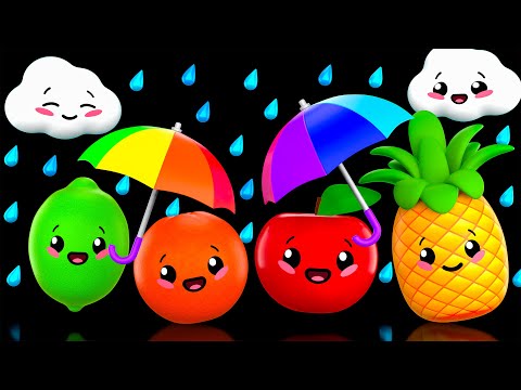 Rain Rain Go Away ☂️🍎 | Dancing Fruit Baby Sensory Video Visual Stimulation Animation