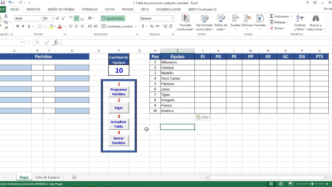 Tabla de posiciones - Version mejorada