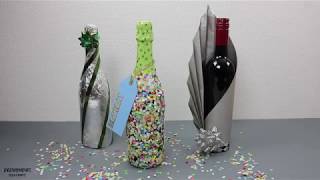 wrapping a bottle of wine - 3 nice ideas/ Três ótimas ideias para embrulhar garrafa de vinho!