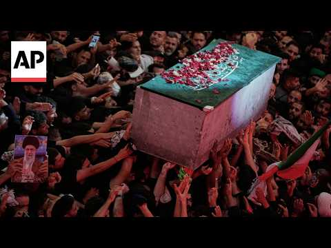 Mourners cry, push toward coffin of Iran’s late Supreme Leader in Karbala