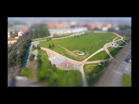 Drone sulla città di Rho con effetto plastico