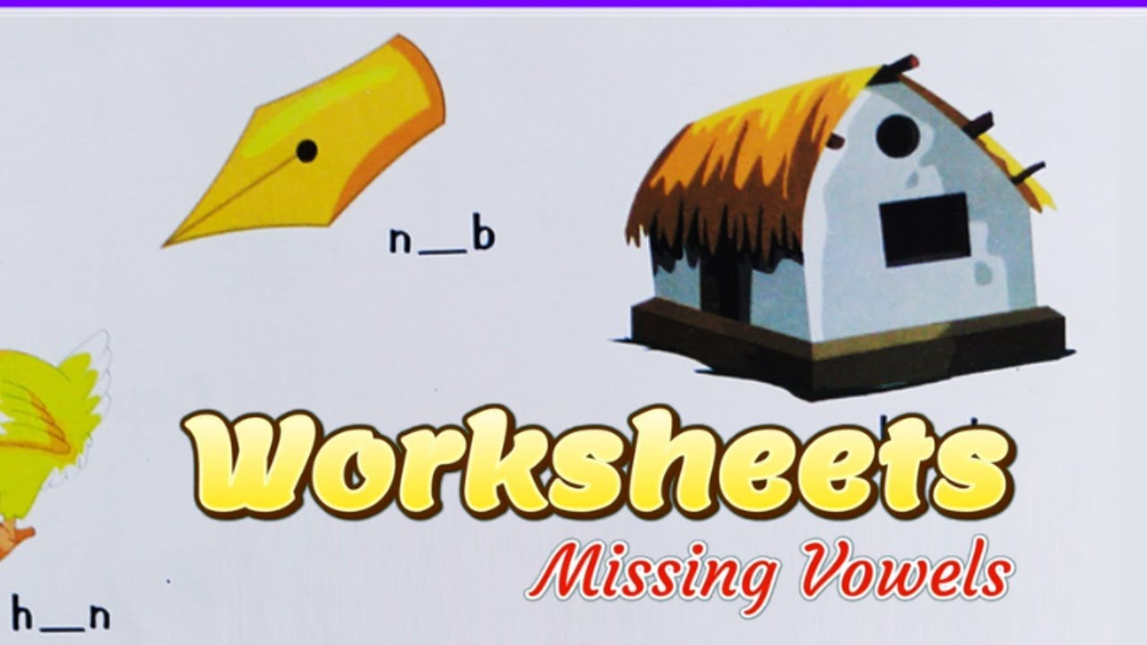 English Worksheets for UKG -1 | Missing Vowels | UKG Worksheets | worksheets