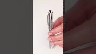 قلم فضي ناحت كلاسيكي بكريستال أسود 149