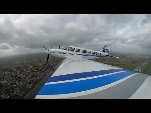 Freedom !! Piper Seneca III takeoff runway 24 at Kortrijk, Belgium (EBKT)