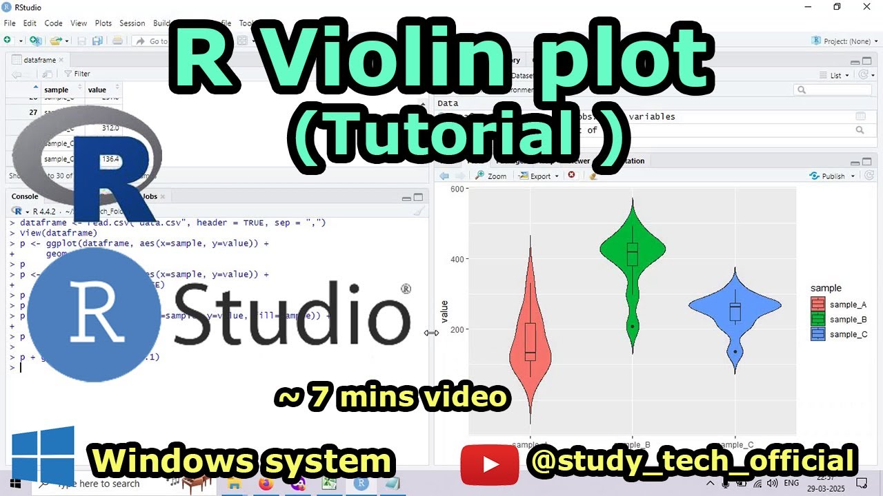 Violin plot by R | Beginner Tutorial #r #dataframe #rstudio #datascience #tutorial #bioinformatics