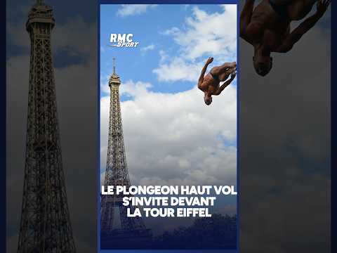 IMAGES SPECTACULAIRES, le plongeon haut vol s'invite devant la TOUR EIFFEL