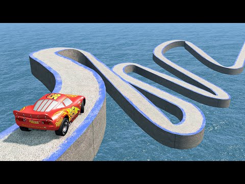 Impossible Snake Shape Bridge Crossing Cars Vs Deep Water - BeamNG.Drive