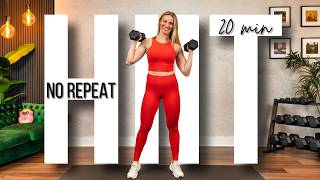 20 min. NO REPEAT Full Body and Abs HIIT Strength Training