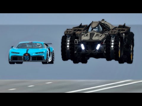 Bugatti Chiron Pur Sport vs Batmobile Arkham Knight - Drag Race 20 KM