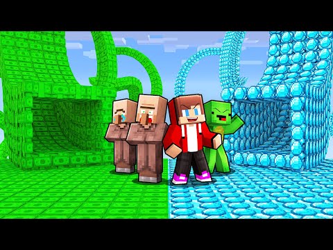Villagers vs JJ and Mikey Choose the Right Tunnel in Minecraft (Maizen)