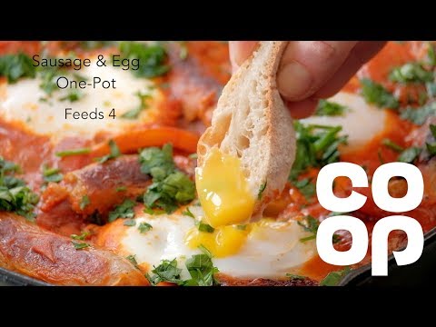 Co-op | Salsicha e ovo escalfado em uma panela