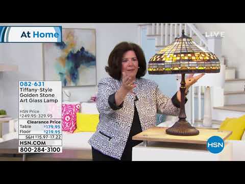 TiffanyStyle Golden Stone Art Glass Table Lamp