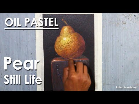 Oil Pastel Still Life Drawing Pear Fruit | step by step