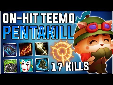 My first PENTAKILL in Season 9! On-Hit Teemo is actually so good?! - Teemo Only Season 9