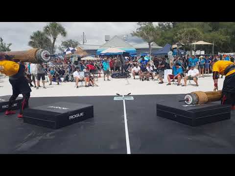 Konstantine Janashia vs Adam Bishop 155kg Loglift for reps - World's Strongest Man 2019 Qualifiers