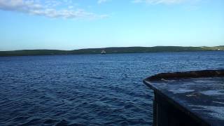 Shetland ferry MV LEIRNA leaving Bressay and arriving into Lerwick Harbour.