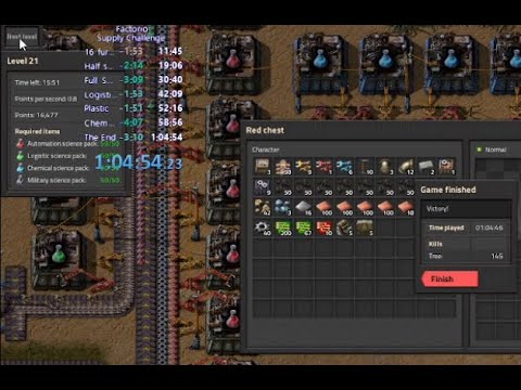 Factorio 1.1 Supply Challenge speedrun 1:04:54