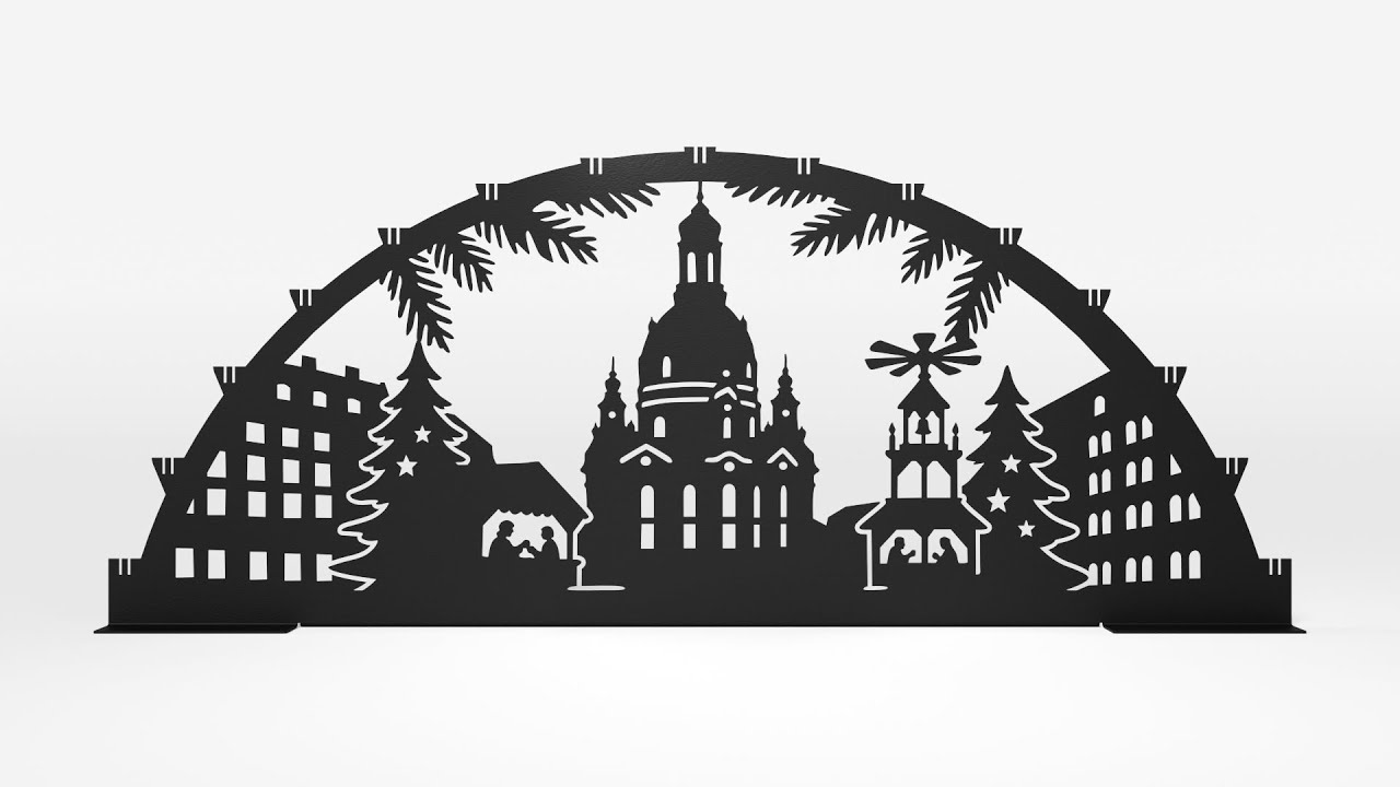 XXL Schwibbogen aus Metall | DSB1050 Dresden-Motiv | Schwarz | für den Außenbereich Video