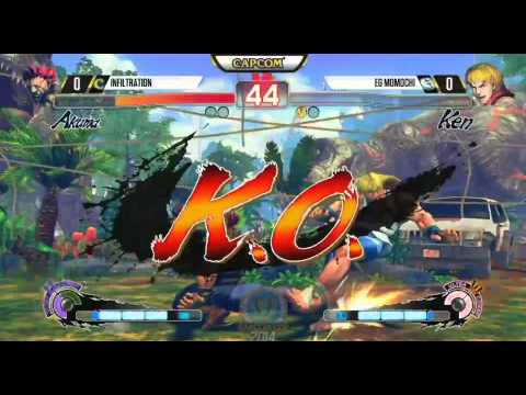 Capcom Cup USF4: Infiltration(Akuma) vs Momochi (Ken) with Twitch chat in intervals
