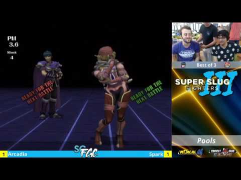“Super Slug Fighters III” – Arcadia (Kirby/Marth) v. Spark (Fox/Sheik) – Pools