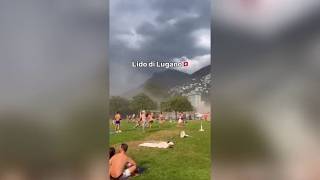 La tempesta sul lago di Lugano spaventa i bagnanti che scappano via