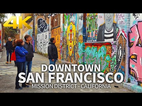 SAN FRANCISCO - Mission District, Street Walk in San Francisco City, California, USA, Travel, 4K UHD