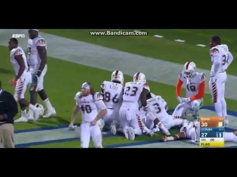 College Football: Miami Beats Duke on a Game Winning 8- Lateral Kickoff Return!