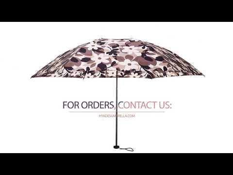 Quick open womens printed 3 folding umbrella