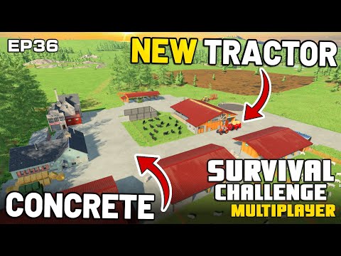 NEW TRACTOR! CONCRETING & SELLING GOLD! | Survival Challenge Multiplayer | FS22 - Episode 36