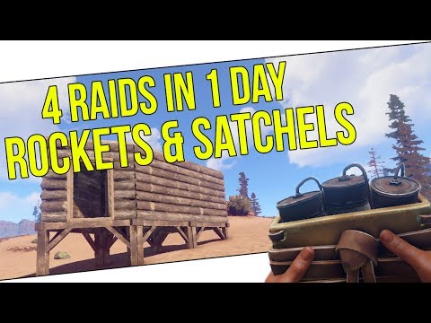Raiding 4 Bases with rockets and satchels in 1 day | Solo survival  RUST