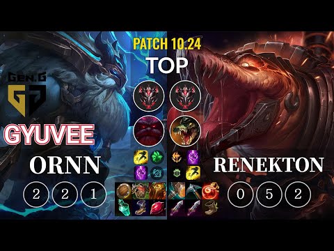 GEN gyuvee Ornn vs Renekton Top - KR Patch 10.24