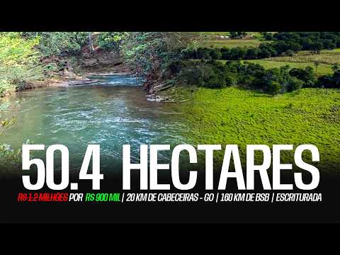 OPORTUNIDADE! Sítio 50 hectares, rio, 2 casas, pastagem, 20 km da cidade, 160 de BSB. R$900 mil.