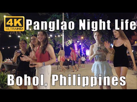 Best Night Life in Alona Beach ꟾ Panglao, Bohol ꟾ Walking Tour 4K ꟾ Philippines ꟾ Julanders