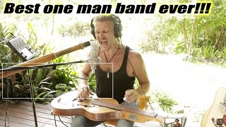 One man band: naTHAN Kaye - slide guitar & didgeridoo simultaneously #burningthecandle