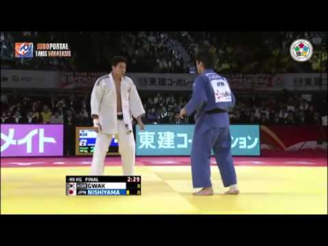 Judo Grand Slam Tokyo 2014 Final -90kg GWAK Dong Han (KOR) vs. NISHIYAMA Daiki (JPN)