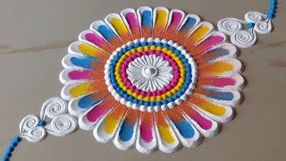 Raksha Bandhan 2021 Special Rangoli Designs | Simple Rakhi Rangoli Designs using Spoon| #Shorts