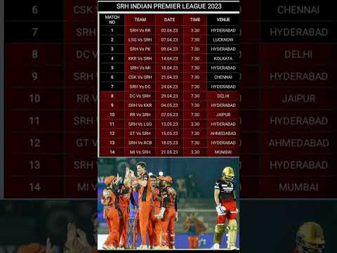 2023 IPL SRH MATCH SCHEDULE / 2023 ipl srh match date /ipl 2023 match schedule