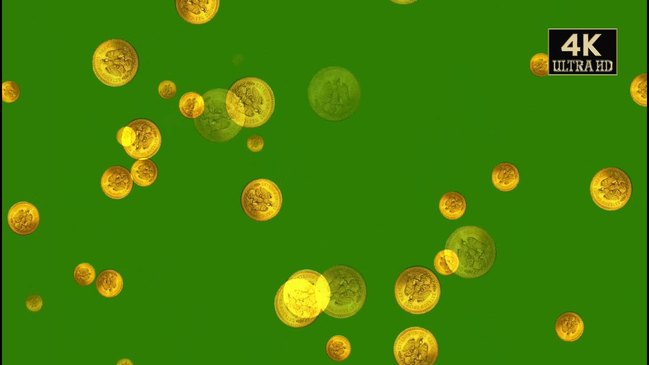 Gold coin rain green screen video free download