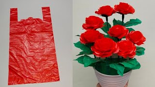 Rose Flower Making with Plastic bag l Cara Membuat Bunga Mawar dari Plastik kresek l DIY Craft