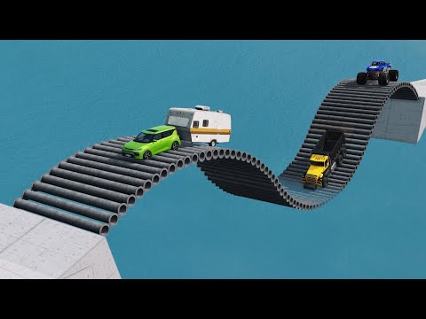 Cars vs Wave Bridge – BeamNG.Drive