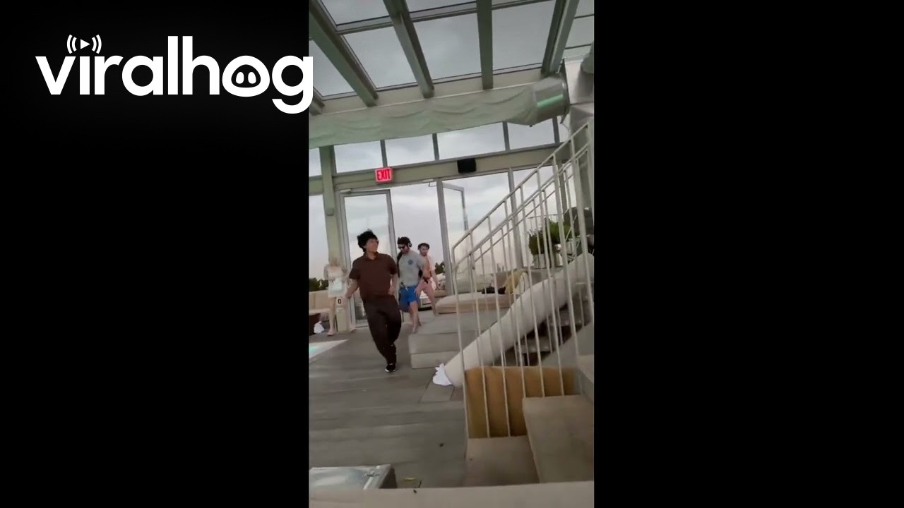 Thunderstorm Chaos Engulfs Rooftop Pool As Guests Rush For Cover In Brooklyn || ViralHog