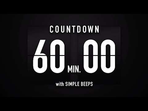 60 Minute Countdown Timer 🕙 Flip Clock with Simple Beeps 🔊🖤